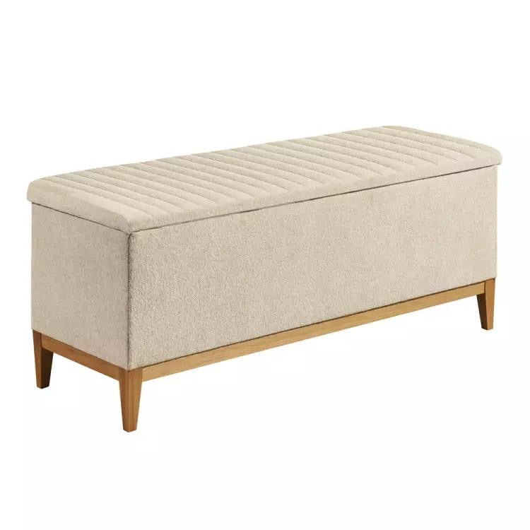 Schlafzimmer Sitztruhe mit Stauraum in der Farbe cream, B/H/T: 139 x 58 x 50 cm